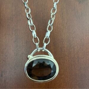 🆕 NWT Kate Landry Brownish Black Oval Pendant Sterling Silver 16” Necklace